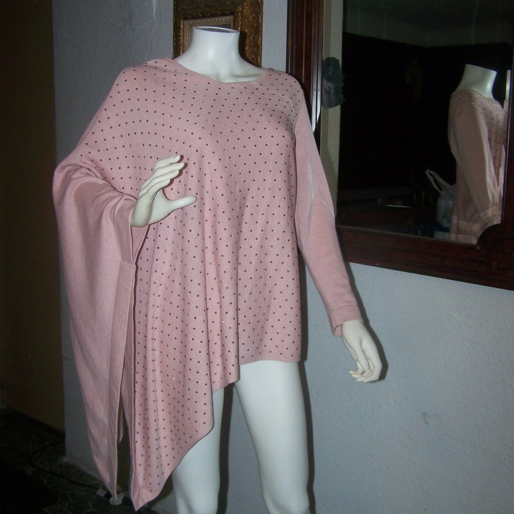 Anne Klein Pink Sweater Poncho Top Lightweight